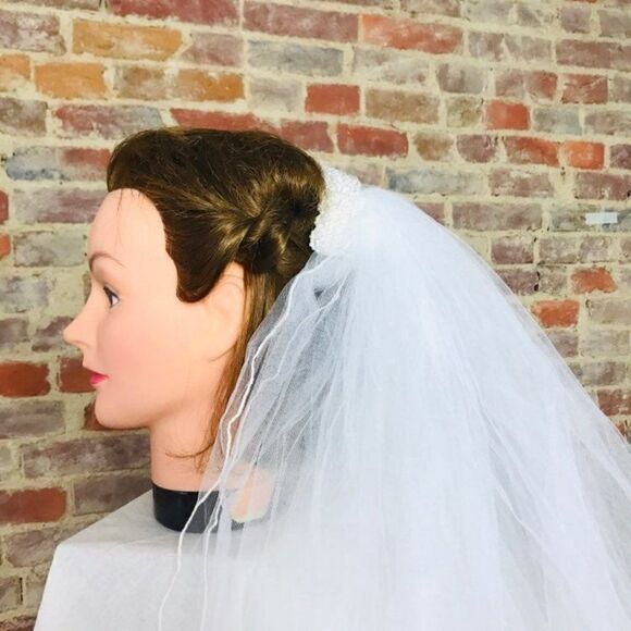 Vintage Bridal Cathedral Veil Comb Pearl - Picture 5 of 8